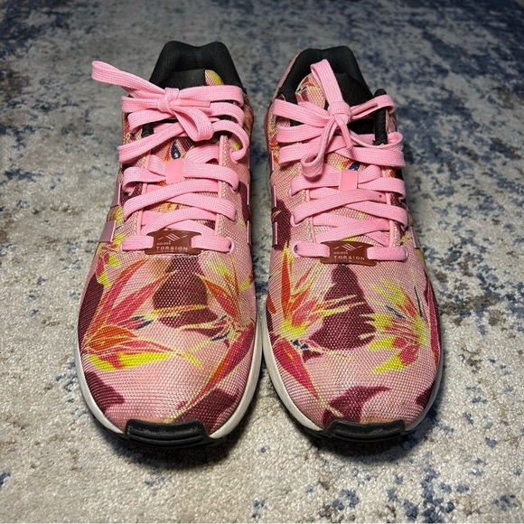 Adidas Torsion Zx Flux Light Pink Multi-Colored Floral Size 10 - Picture 3 of 10